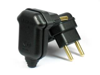 Plug 90 Graus MarGirius PLD8-2 Preto (F) com dois pinos para 20A 250V