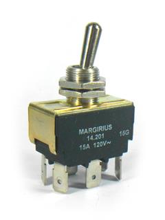 Chave 2 polos 2 posições 2x2 para 15A 120V MarGirius com terminais de encaixe 14201 A1B1E3Q