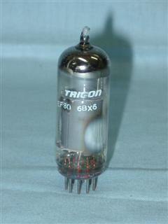 Válvulas pentodo amplificadoras de áudio e de rádio-frequência - Válvula EF80 / 6BX6 Trigon - feita na Inglaterra